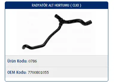 MASTER M0786 Radyatör Alt Hortumu 7700801055 resmi