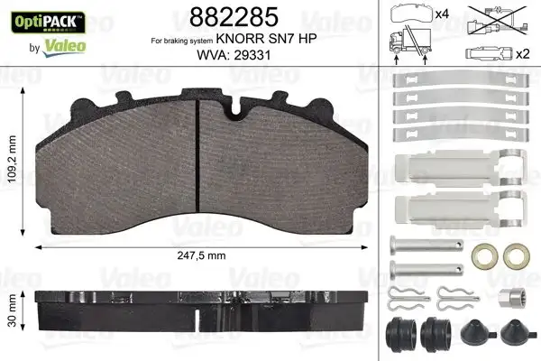 VALEO 882285 Fren Balatası resmi