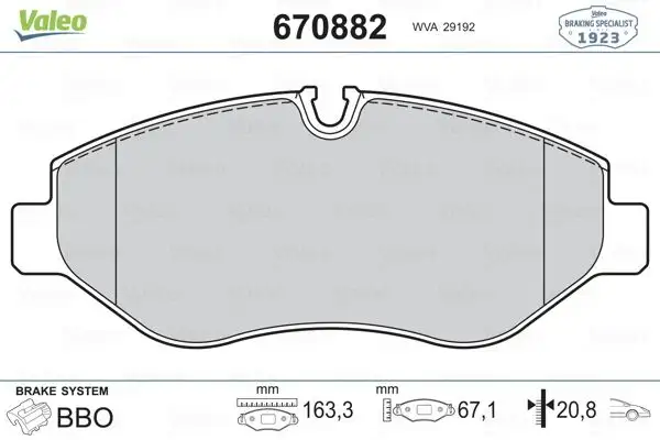 VALEO 670882 Ön Fren Balatası resmi