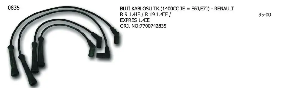 ÜNÜVAR 0835 Buji Kablosu 7700742835 resmi