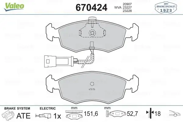 VALEO 670424 Ön Fren Balatası resmi