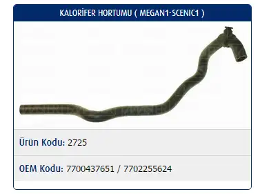 MASTER M2725 Kalorifer Hortumu 7700437651 resmi