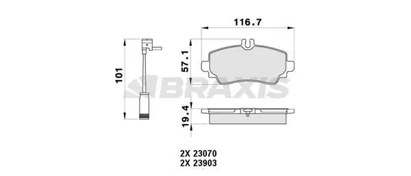 BRAXIS AB0358 Ön Fren Balatası A4144200220 resmi