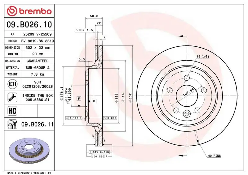 BREMBO 09.B026.11 Arka Fren Diski resmi