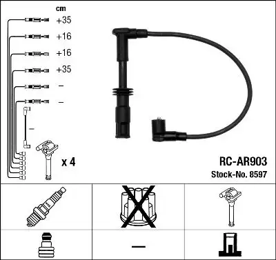 NGK 8597 (RCAR903) Buji Kablosu resmi