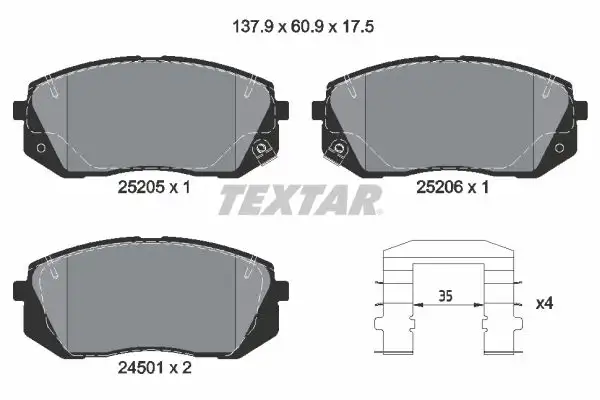 TEXTAR 2520501 Ön Fren Balatası resmi