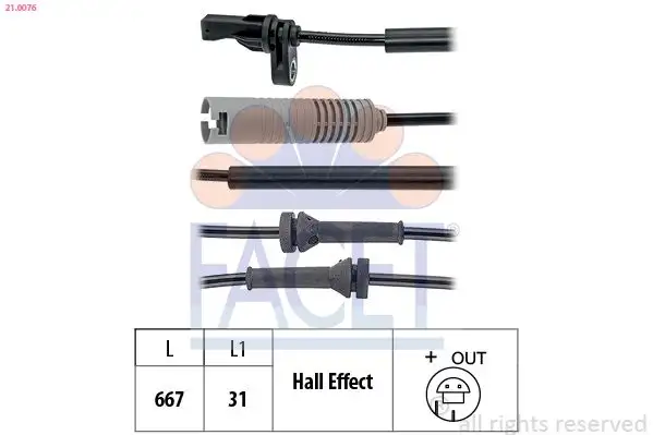 FACET 21.0076 ABS Hız Sensörü (Ön) 34526762465 resmi