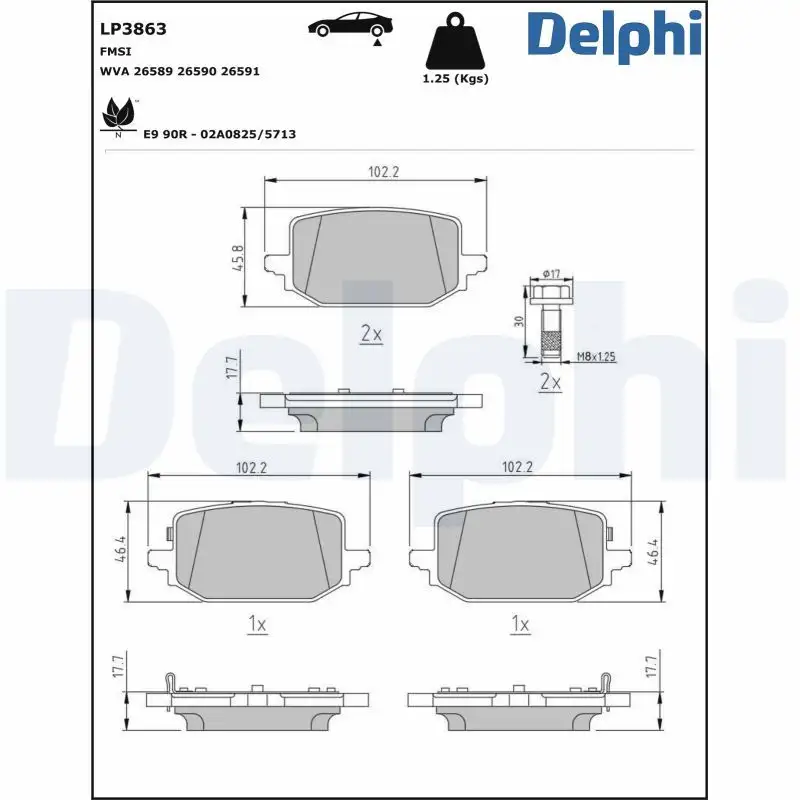 DELPHI LP3863 Arka Fren Balatası resmi