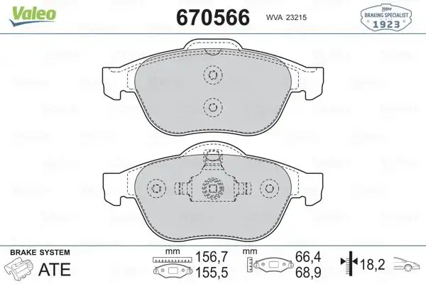 VALEO 670566 Ön Fren Balatası resmi