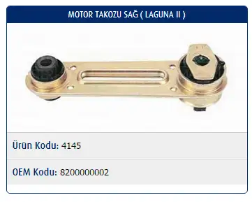 MASTER M4145 Motor Takozu (Sağ) 8200000002 resmi