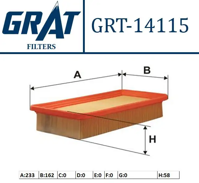 GRAT 14115 Hava Filtresi 95021102 resmi
