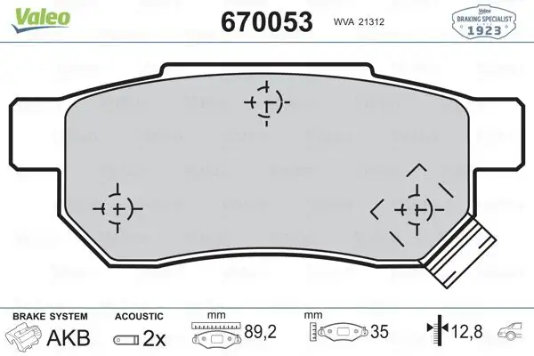 VALEO 670053 Arka Fren Balatası resmi