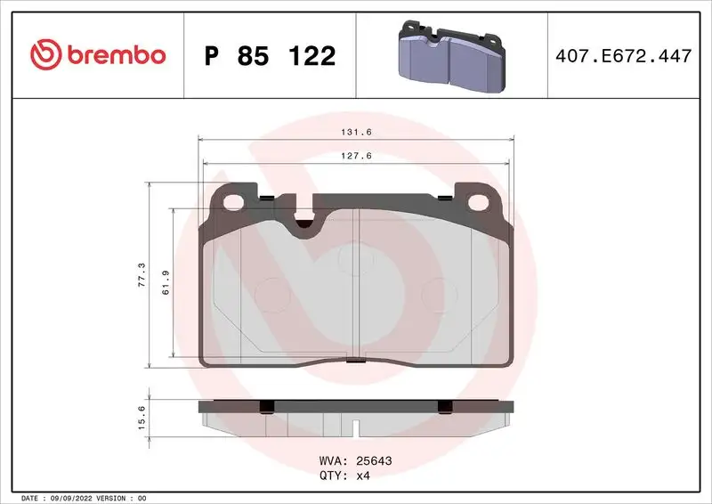 BREMBO P85122 Ön Fren Balatası resmi