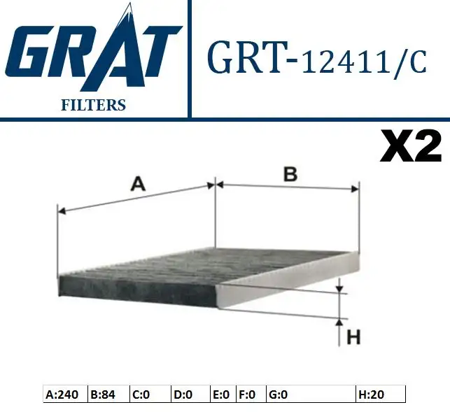 GRAT 12411C Polen Filtresi (Karbonlu) 9678792080 resmi