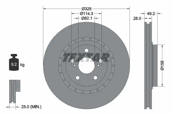 TEXTAR 92259405 Ön Fren Diski resmi