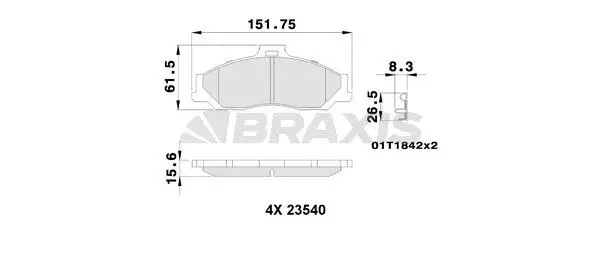 BRAXIS AB0242 Ön Fren Balatası resmi