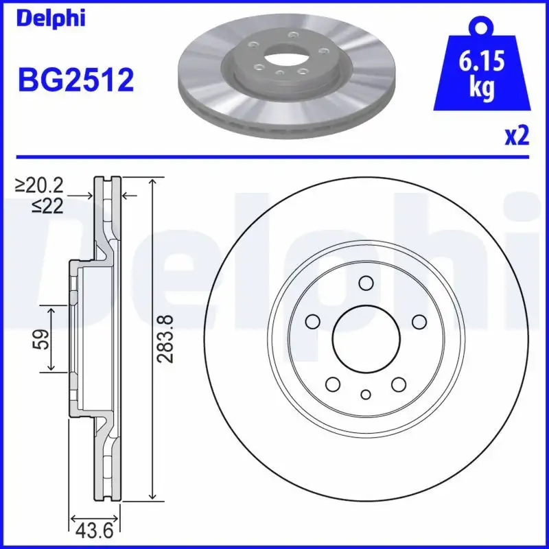 DELPHI BG2512 Ön Fren Diski resmi