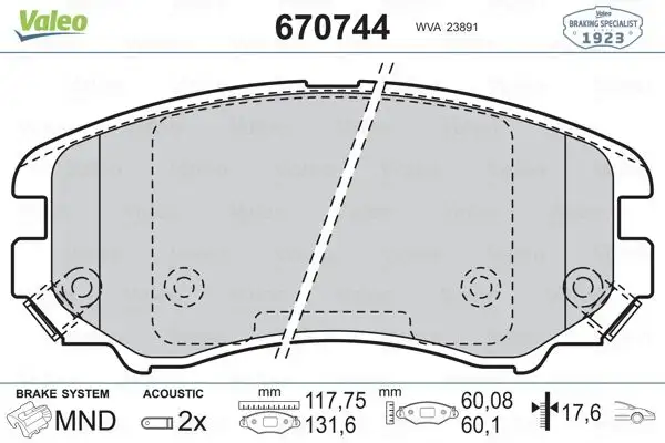 VALEO 670744 Ön Fren Balatası resmi