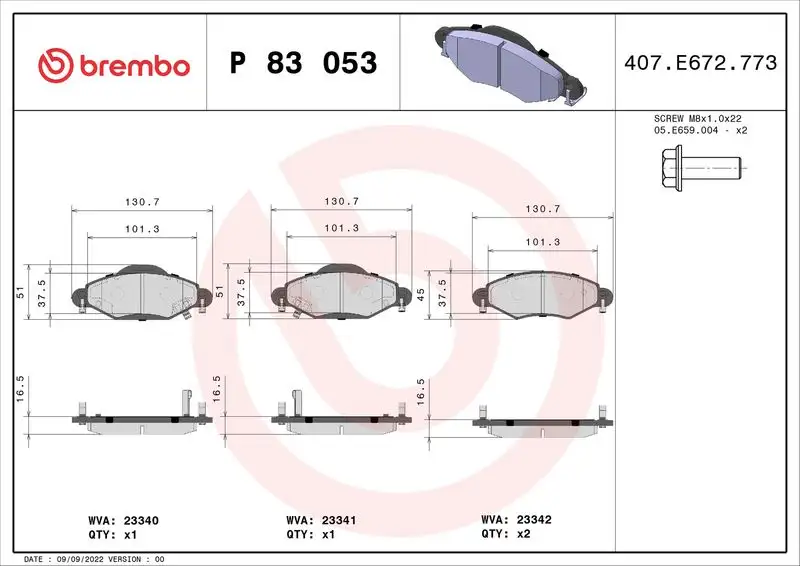 BREMBO P83053 Ön Fren Balatası resmi