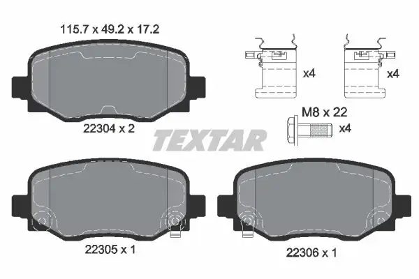 TEXTAR 2230401 Arka Fren Balatası resmi