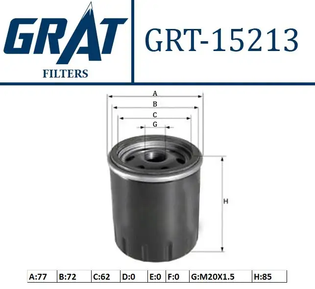 GRAT 15213 Yağ Filtresi 03L115561A resmi