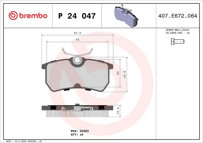 BREMBO P24047 Arka Fren Balatası resmi
