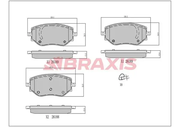 BRAXIS AA0787 Ön Fren Balatası D106000Q1J resmi