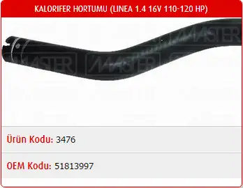 MASTER M3476 Kalorifer Hortumu 51813997 resmi