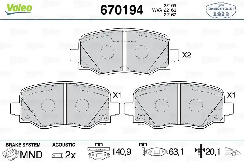 VALEO 670194 Arka Fren Balatası resmi