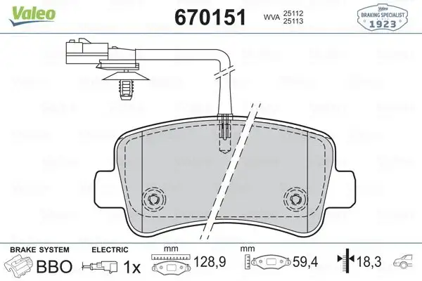 VALEO 670151 Arka Fren Balatası resmi