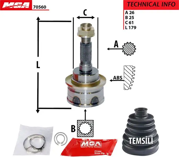 MGA 70560 Aks Kafası (Dış) 2M353B437AA resmi
