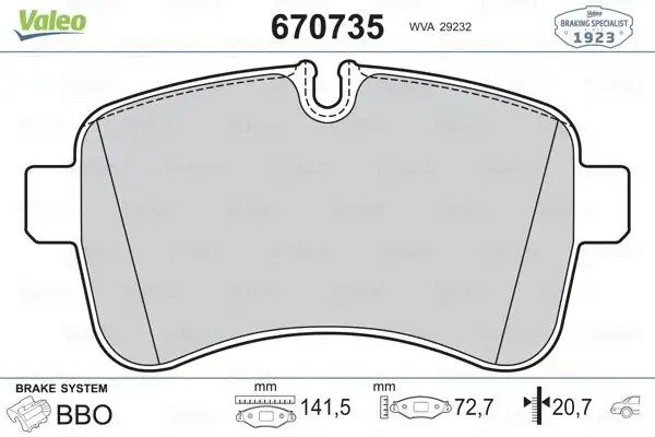 VALEO 670735 Arka Fren Balatası 500055564 resmi