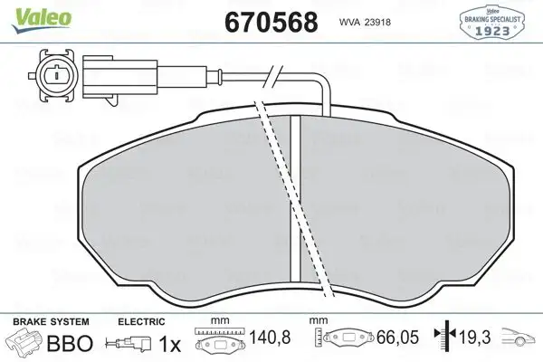 VALEO 670568 Ön Fren Balatası resmi
