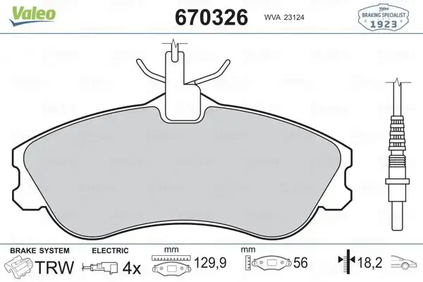 VALEO 670326 Ön Fren Balatası resmi