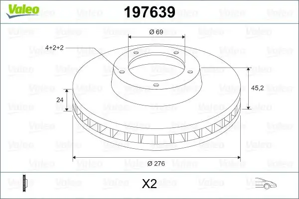 VALEO 197639 Ön Fren Diski MR389725 resmi