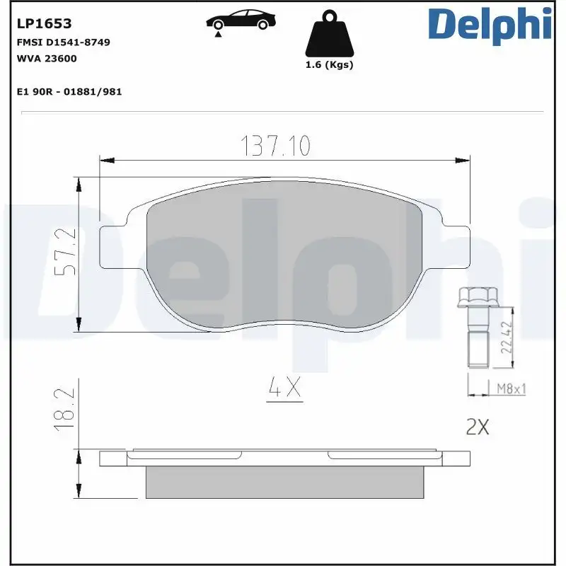 DELPHI LP1653 Ön Fren Balatası resmi