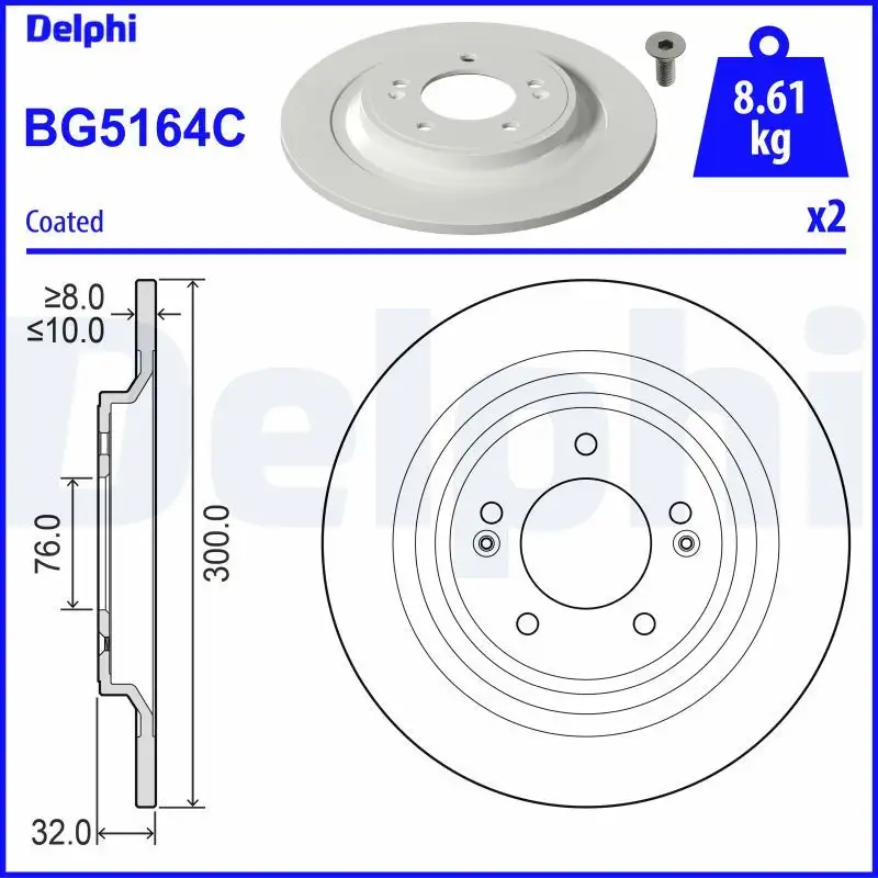 DELPHI BG5164C Arka Fren Diski 58411N7000 resmi