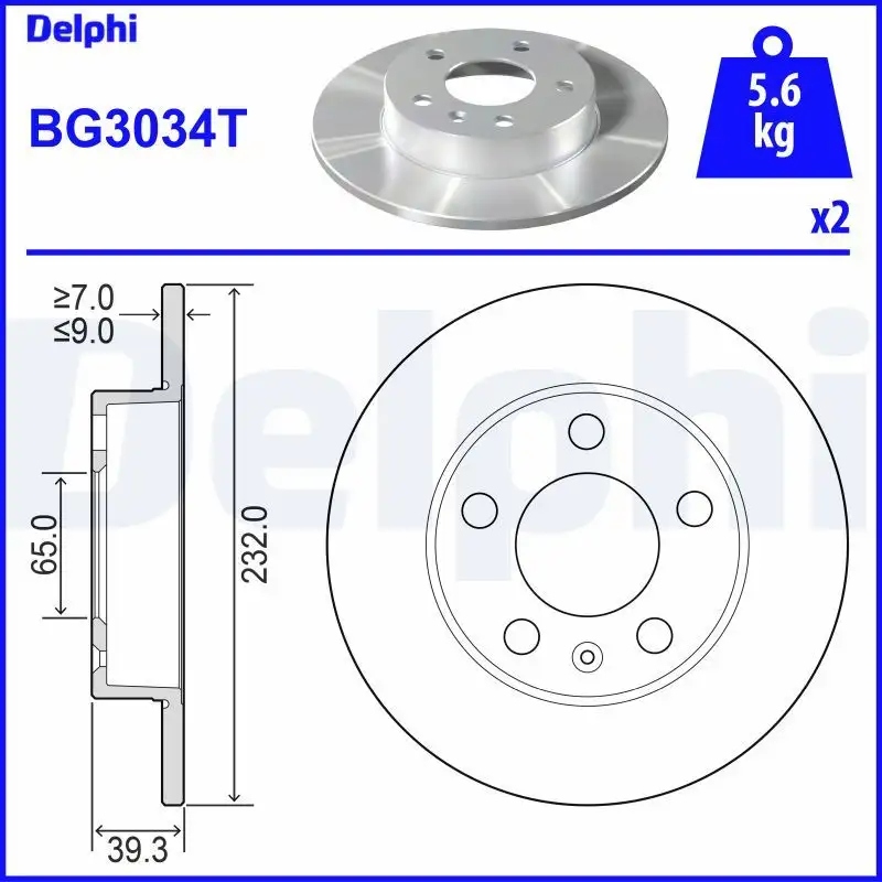DELPHI BG3034T Arka Fren Diski resmi