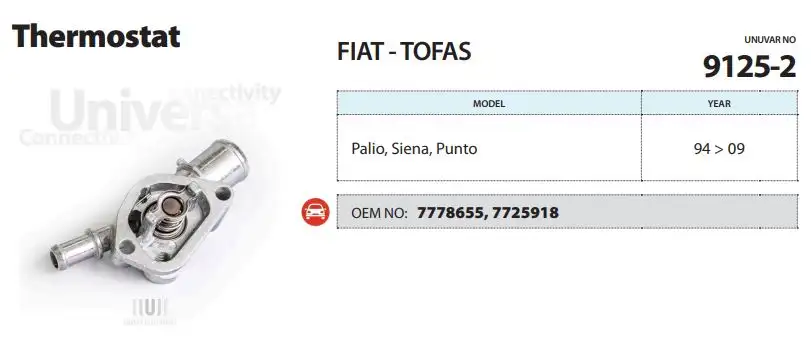 ÜNÜVAR 9125-2 Termostat 7778655 resmi