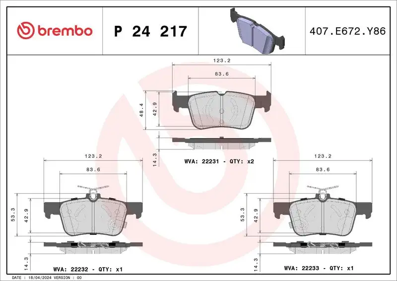 BREMBO P24217 Arka Fren Balatası resmi