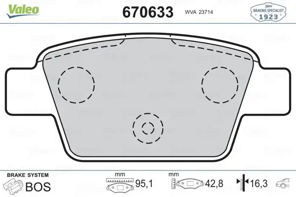 VALEO 670633 Arka Fren Balatası resmi
