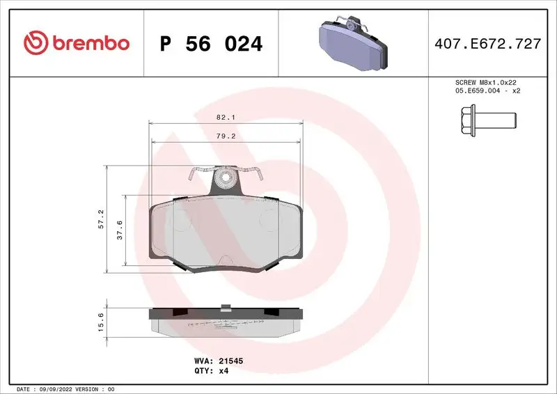 BREMBO P56024 Arka Fren Balatası resmi
