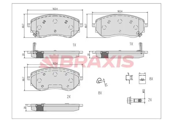 BRAXIS AB0621 Ön Fren Balatası D10605JU0A resmi