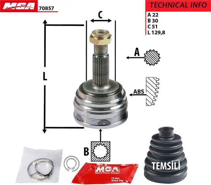 MGA 70857 Aks Kafası (Dış) 191498099F resmi