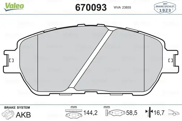 VALEO 670093 Ön Fren Balatası resmi