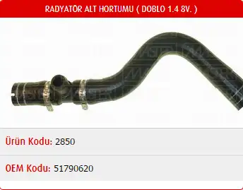 MASTER M2850 Radyatör Alt Hortumu 51790620 resmi