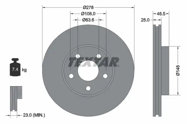 TEXTAR 92141205 Ön Fren Diski resmi