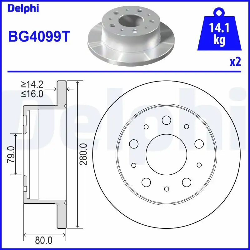 DELPHI BG4099T Arka Fren Diski resmi