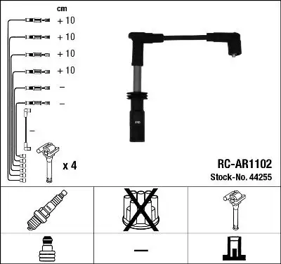NGK 44255 (RCAR1102) Buji Kablosu 46756506 resmi