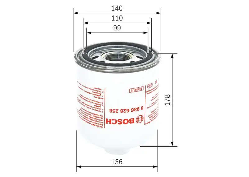 BOSCH 0986628258 Hava Kurutucu Filtresi resmi
